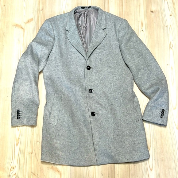 MNG Light Gray Wool Blend Trench Coat - Picture 1 of 16